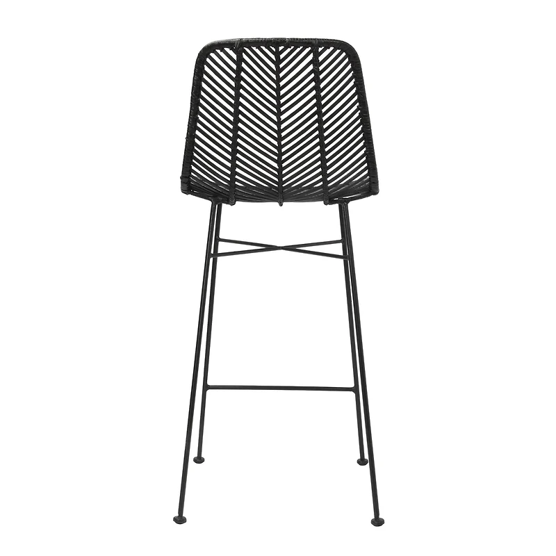 Hello Honey® Black Boho Rattan & Metal Bar Stool