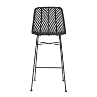 Hello Honey® Black Boho Rattan & Metal Bar Stool