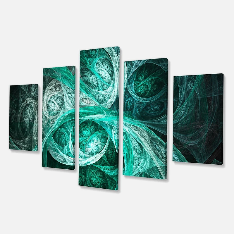 Designart - Mystic Turquoise Fractal - Contemporary Wall Art Canvas