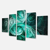 Designart - Mystic Turquoise Fractal - Contemporary Wall Art Canvas