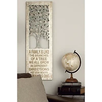 Beige Farmhouse Tree Metal Wall Decor, 36" x 12"
