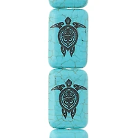 Turquoise Reconstituted Stone Turtle Print Rectangle Beads, 30mm by Bead Landing™