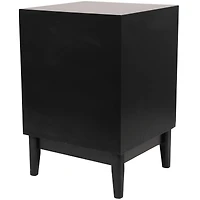 Wood Accent Table with Cane Front Drawer & Gold Handle