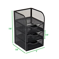 Mind Reader Black 3 Drawers Mini Desk Office Supplies Organizer