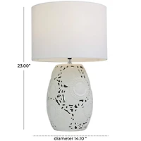 White Ceramic Cutout Floral Table Lamp 14" x 14" x 23"