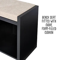 Honey Can Do Black 3-Cube Storage Bench with Cushion and Cubby Holes