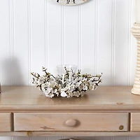 6.5" White Plum Blossom Candelabrum