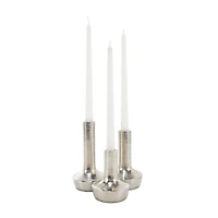Silver Aluminum Candle Holder with Rounded Base Set