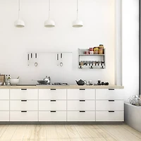 Rustic Wood Floating Storage Shelf with 3 Hooks