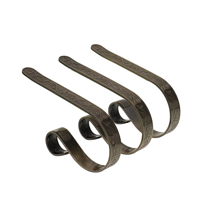Original MantleClip® Holly Antique Brass Stocking Holders, 3ct.