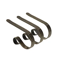 Original MantleClip® Holly Antique Brass Stocking Holders, 3ct.