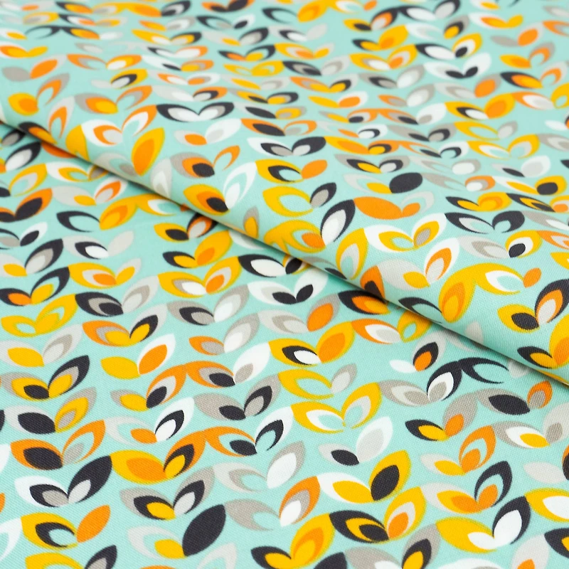 SINGER Retro Aqua Cotton Fabric