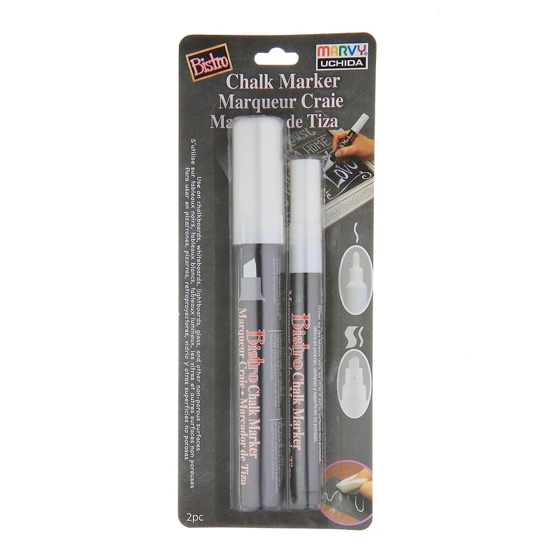 Marvy® Uchida Bistro Fine Point & Chisel Tip White Chalk Marker Set