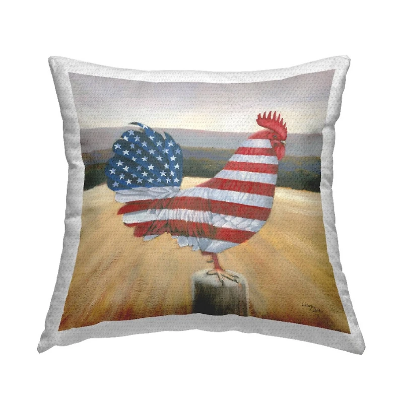 Stupell Industries American Flag Rooster Outdoor Printed Pillow