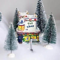 4" Glittered Snowy Toy Shop Christmas Village Building
