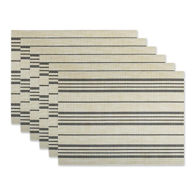 DII® Black Farmhouse Stripe PVC Woven Placemats, 6ct.