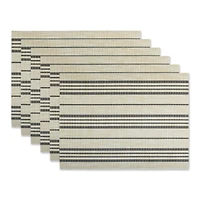 DII® Black Farmhouse Stripe PVC Woven Placemats, 6ct.