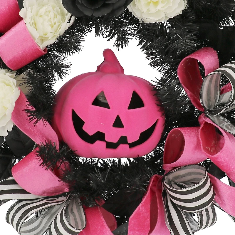 24" Pink Jack-o'-Lantern Wreath by Ashland®