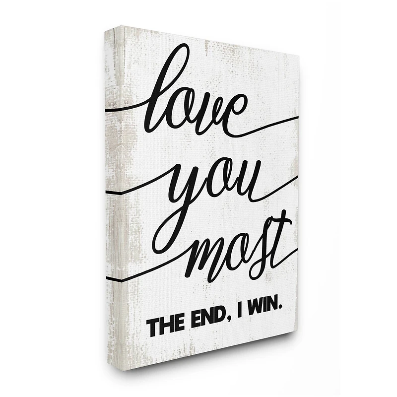 Stupell Industries Love You Most Romantic Rustic Word Design Canvas Wall Art