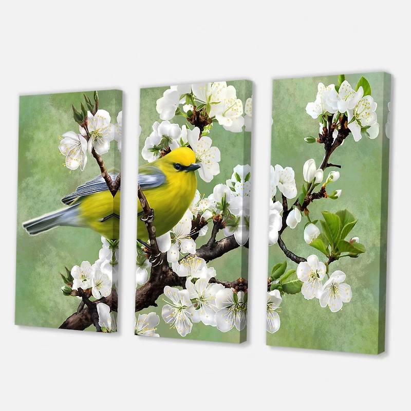 Designart - Bird On A Branch of Cherry