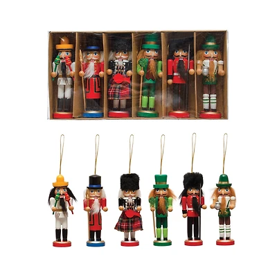 Hello Honey® 6ct. 5" Multicolor Pine Wood Nutcracker Ornaments