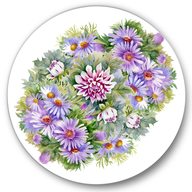 Designart - Bouquet With Purple Chrysanthemums and Daisies