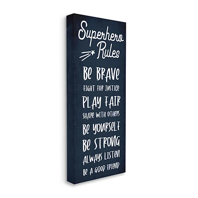 Stupell Industries Brave Superhero Rules Kid's Blue Motivational List Canvas Wall Art