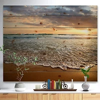 Designart - Bright Cloudy Sunset in Calm Ocean