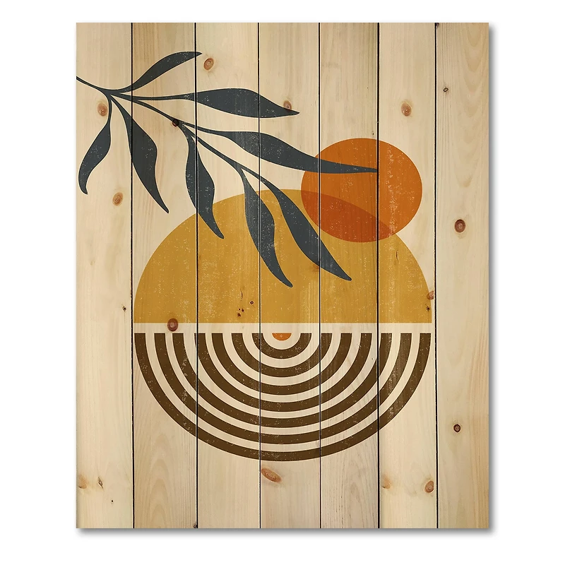 Designart - Botanical Minimalist Leaf With Abstract Shapes IV