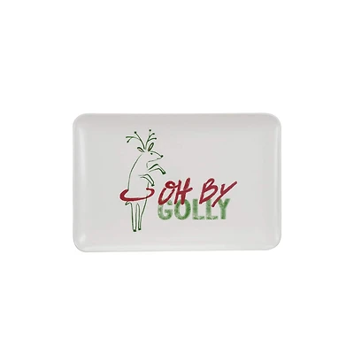 Hello Honey® 12" White, Green & Red Oh By Golly Stoneware Platter