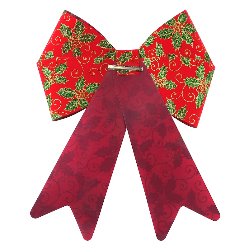 18" Red Glitter Holly Tree Bow by Celebrate It®