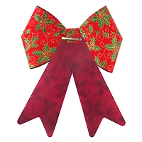 18" Red Glitter Holly Tree Bow by Celebrate It®
