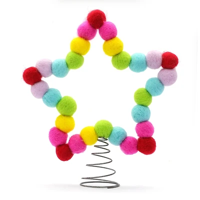 7" Multicolor Pom Pom Star Tree Topper by Ashland®