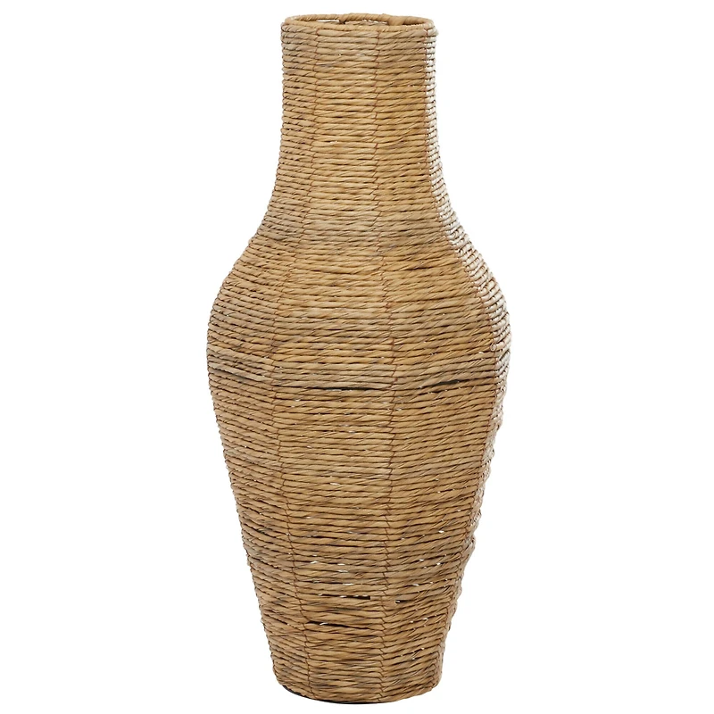 Brown Faux Seagrass Handmade Tall Woven Floor Vase 12" x 12" x 28"