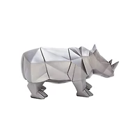 CosmoLiving by Cosmopolitan 10" Silver Polystone Rhino Sculpture