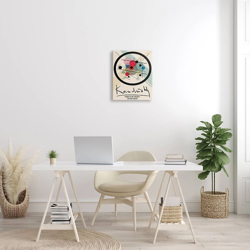 Stupell Industries Kandinsky Traditional Abstract Layered Circles Patchwork Lines Canvas Wall Art