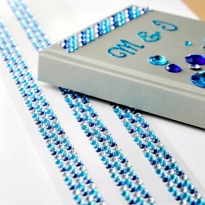 12 Packs: 3 ct. (36 total) Blue & White Rhinestone Borders by Recollections™