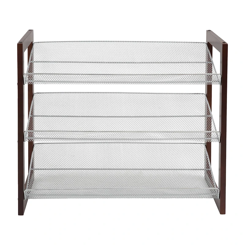 Organize It All Espresso 3 Tier Mesh Shelf Shoe Rack