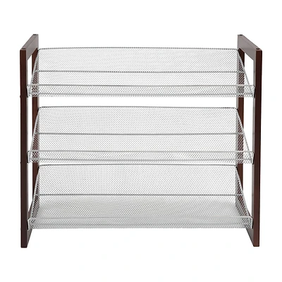 Organize It All Espresso 3 Tier Mesh Shelf Shoe Rack