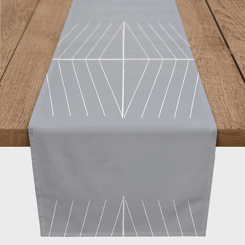 Dusty Blue Lines 16" x 90" Cotton Twill Runner