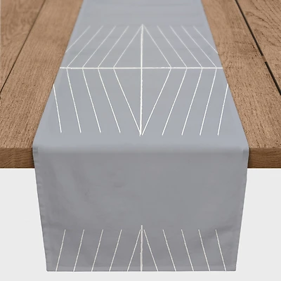 Dusty Blue Lines 16" x 90" Cotton Twill Runner