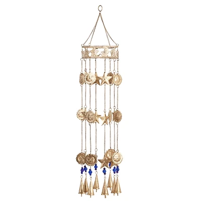 32" Gold Metal Traditional Sun & Stars Wind Chime