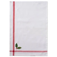 DII® Red & White Stripe Holly & Mistletoe Holiday Embroidered Dishtowel Set