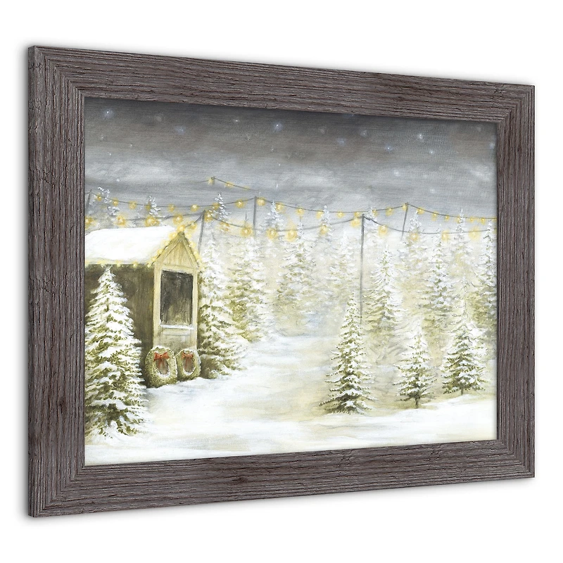 Snowy Christmas Tree Farm Framed Wall Art