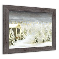 Snowy Christmas Tree Farm Framed Wall Art