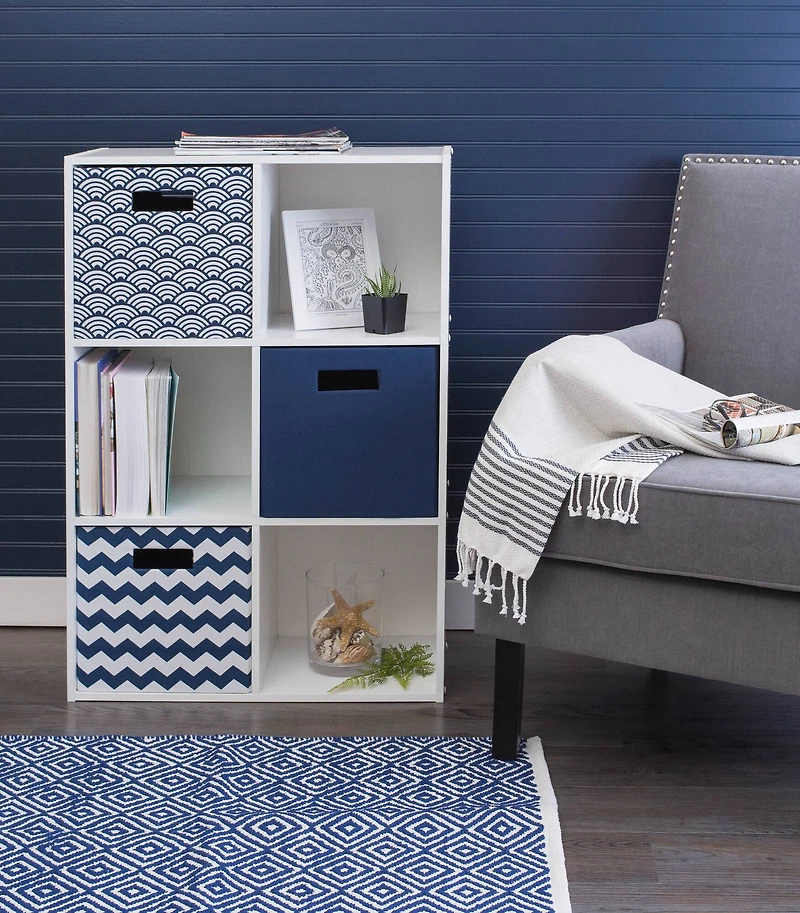 DII® 11" Nautical Blue Waves Cube Storage Bin