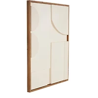 Wall Décor Cream Wood Geometric Design with Brown Wood Frame