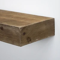 Small Walnut Brown Rustic Wood Floating Wall Shelf