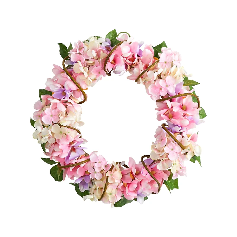 16" Pink Hydrangea Wreath