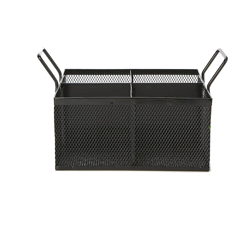 Mind Reader Black 4-Section Metal Mesh Storage Caddy